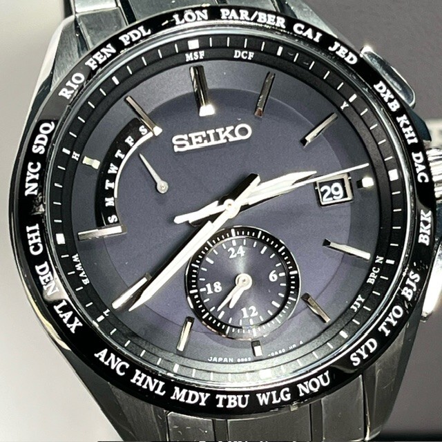 新品 SEIKO BRIGHTZ セイコー ブライツ SAGA233 ソーラー電波 腕時計 ブラック アナログ メンズ カレンダー フライトエキスパート チタンの画像1