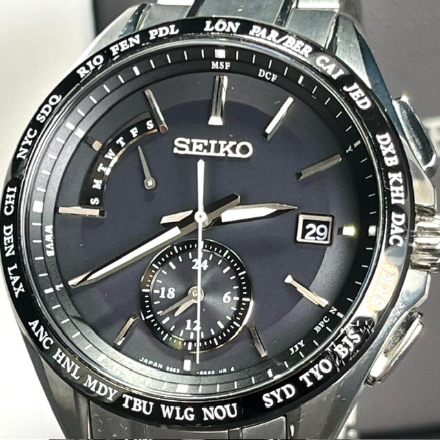 新品 SEIKO BRIGHTZ セイコー ブライツ SAGA233 ソーラー電波 腕時計 ブラック アナログ メンズ カレンダー フライトエキスパート チタンの画像3