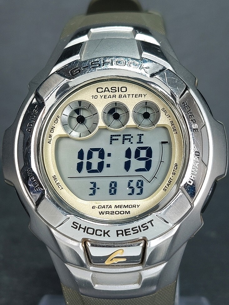 美品 CASIO カシオ G-SHOCK ジーショック G7100-3V デジタル 腕時計 ゴールド文字盤 ラバーベルト ステンレス 電池交換済み 動作確認済み_画像1
