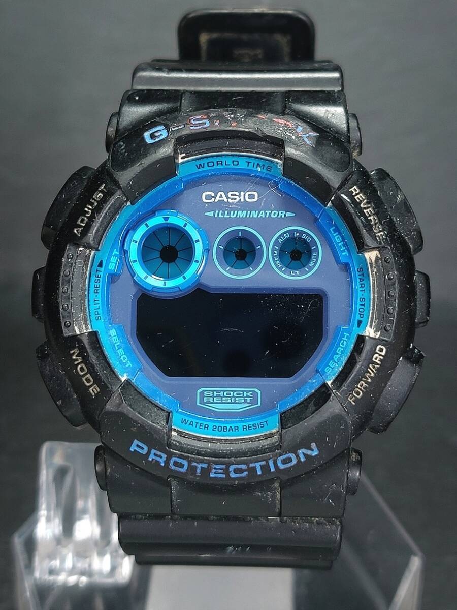 CASIO カシオ G-SHOCK ジーショック GD-120N-1B2 メンズ デジアナ 腕時計 シアンブルー文字盤 ブラック ラバーベルト ステンレススチール_画像2