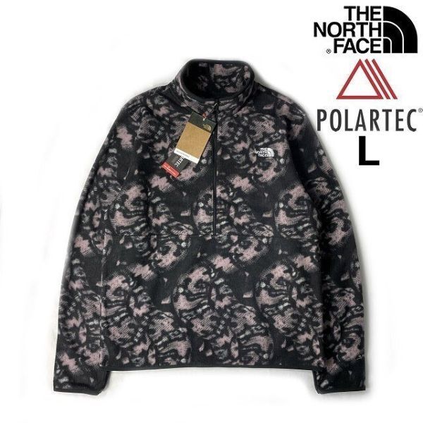 1円～!売切!【正規新品】THE NORTH FACE◆ALPINE POLARTEC 100 1/2 ZIP フリース 軽量 US限定 ポーラテック(L)グレー 総柄 181024-35_画像1