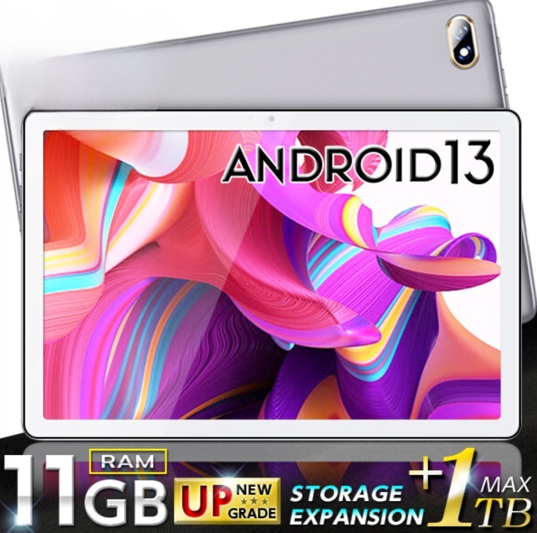 タブレット 10インチ Android13 大型 wi-fiモデル タブレットpc android 11GBRAM アンドロイドの画像1