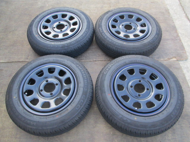 キャップ付き【ほぼ新品】デイトナ 13 X 5.0J 4H/100 +45 145/80R13 4本 軽トラ　軽バン 　キャリー　ハイゼット　サンバー_画像1