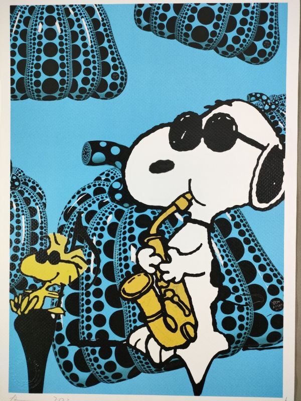 #017 DEATH NYC 世界限定ポスター 現代アート ポップアート スヌーピー ウッドストック PEANUTS 草間彌生 青かぼちゃ ジャズ_画像2