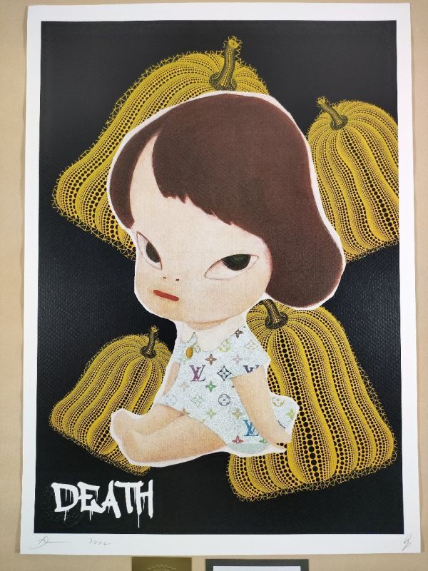 #024 DEATH NYC 世界限定ポスター 現代アート ポップアート 草間彌生 南瓜 かぼちゃ 奈良美智 目つき少女 つり目 女の子 ヴィトン_画像2