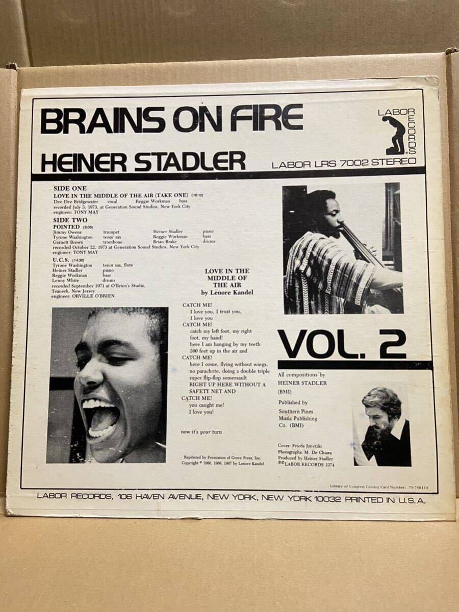 US盤 Org! Heiner Stadler / Brains On Fire Vol. 2 / Labor LRS 7002 Dee Dee Bridgewater 参加！_画像2