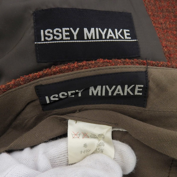 イッセイミヤケ ISSEY MIYAKE ツイード セットアップ ジャケット パンツ 茶系 メンズ sizeL 90’s ヴィンテージ ME-23 FD055 [Y03002]_画像10