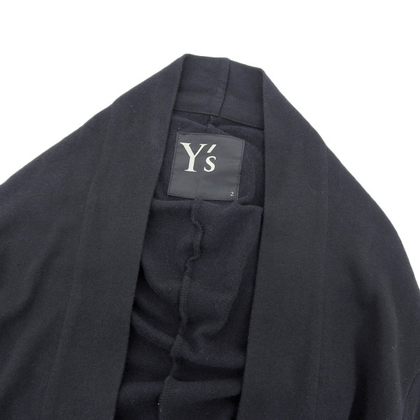 ◆美品◆ ワイズ Y's コットン カットソー 裾デザイン ロング 長袖 カーディガン レディース 黒 ブラック size2 YQ-T08-063 [Y03069]_画像3