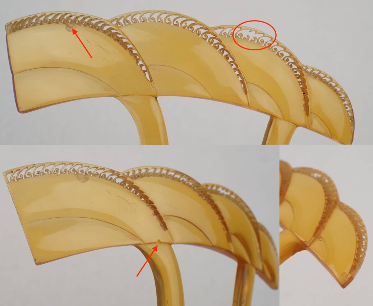 本鼈甲 べっこう　彫刻　古い簪 かんざし　幅8.3cm　アンティーク　送料無料_画像9