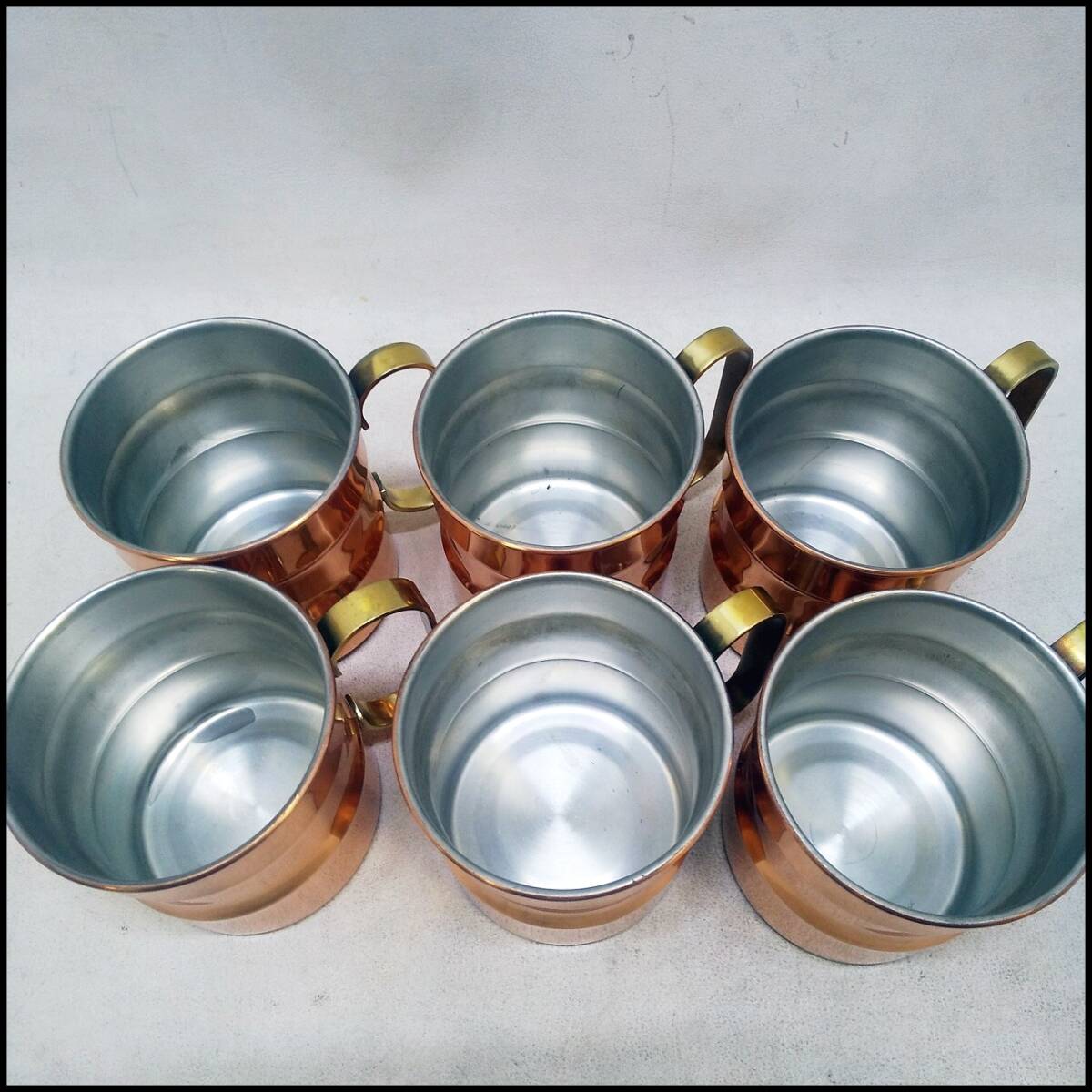 ●純銅製 マグカップ タンブラー 銅製 銅 COPPER コップグラス 6客セット 1.032㎏ 保管品●G2490の画像2