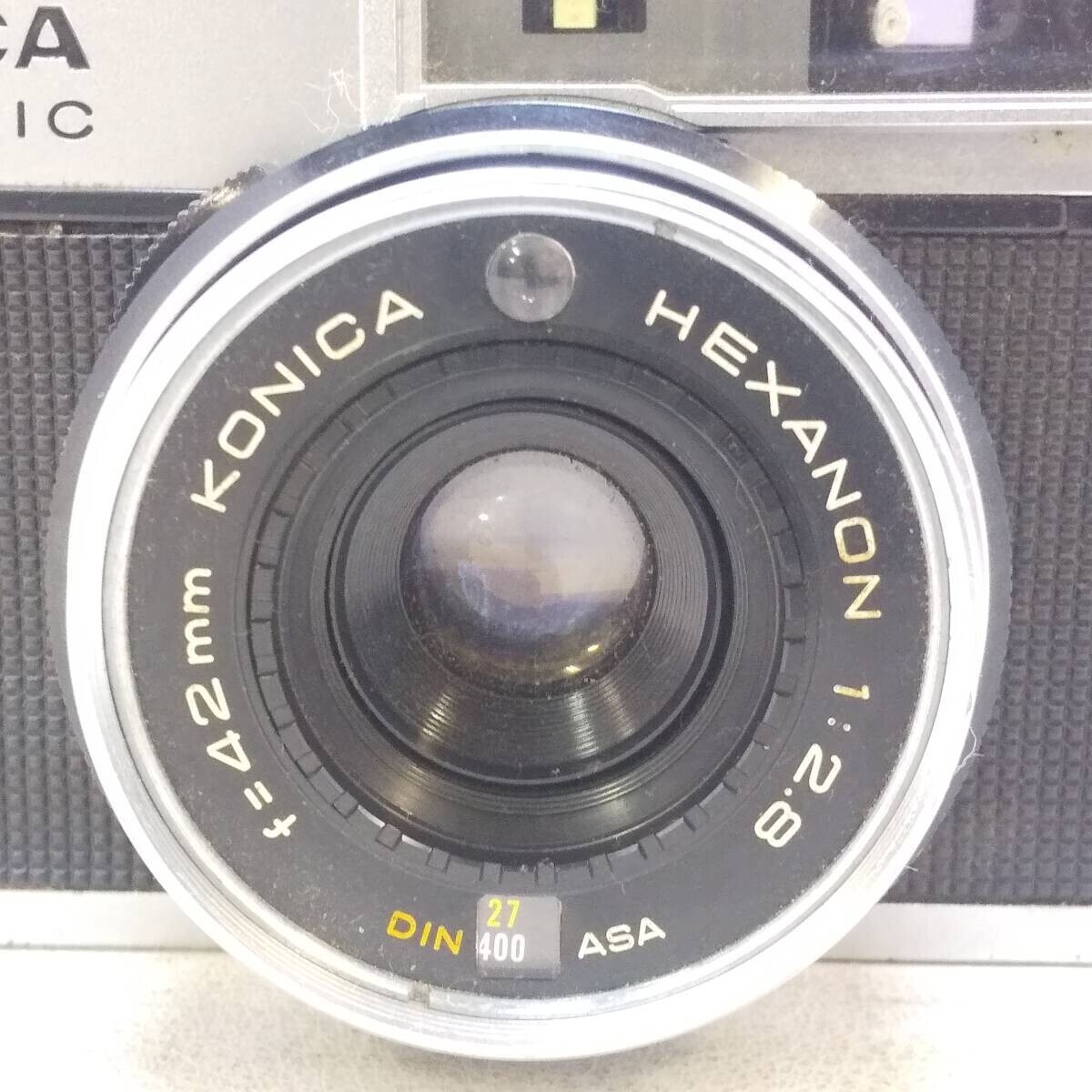 ◆KONICA コニカ EE-MATIC DELUXE F HEXANON 42mm f2.8 フィルムカメラ シャッターOK ジャンク◆Ｒ2162の画像2
