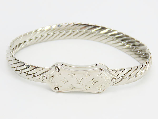  ultra rare unused Louis Vuitton brass reshenn nano gram bracele arm wheel silver M68994