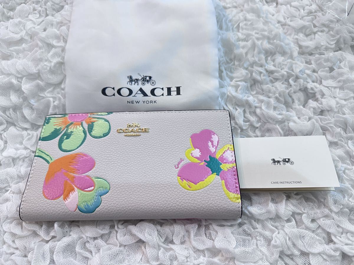 165 新品未使用COACH コーチ 長財布 花柄 アウトレット C8715_画像1