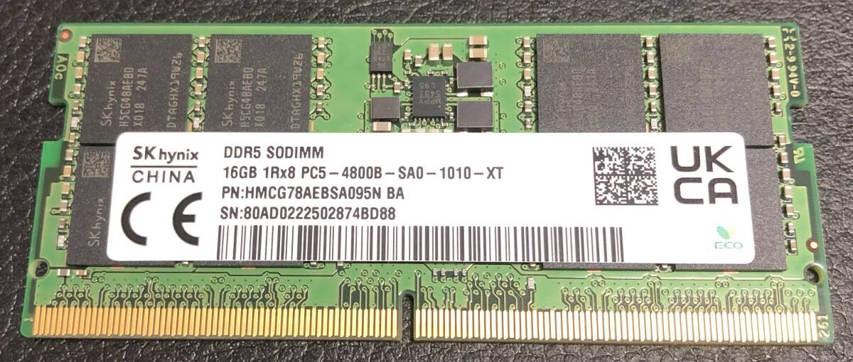 SODIMM DDR5 4800MT/s PC5-38400 16GB 1枚の画像1