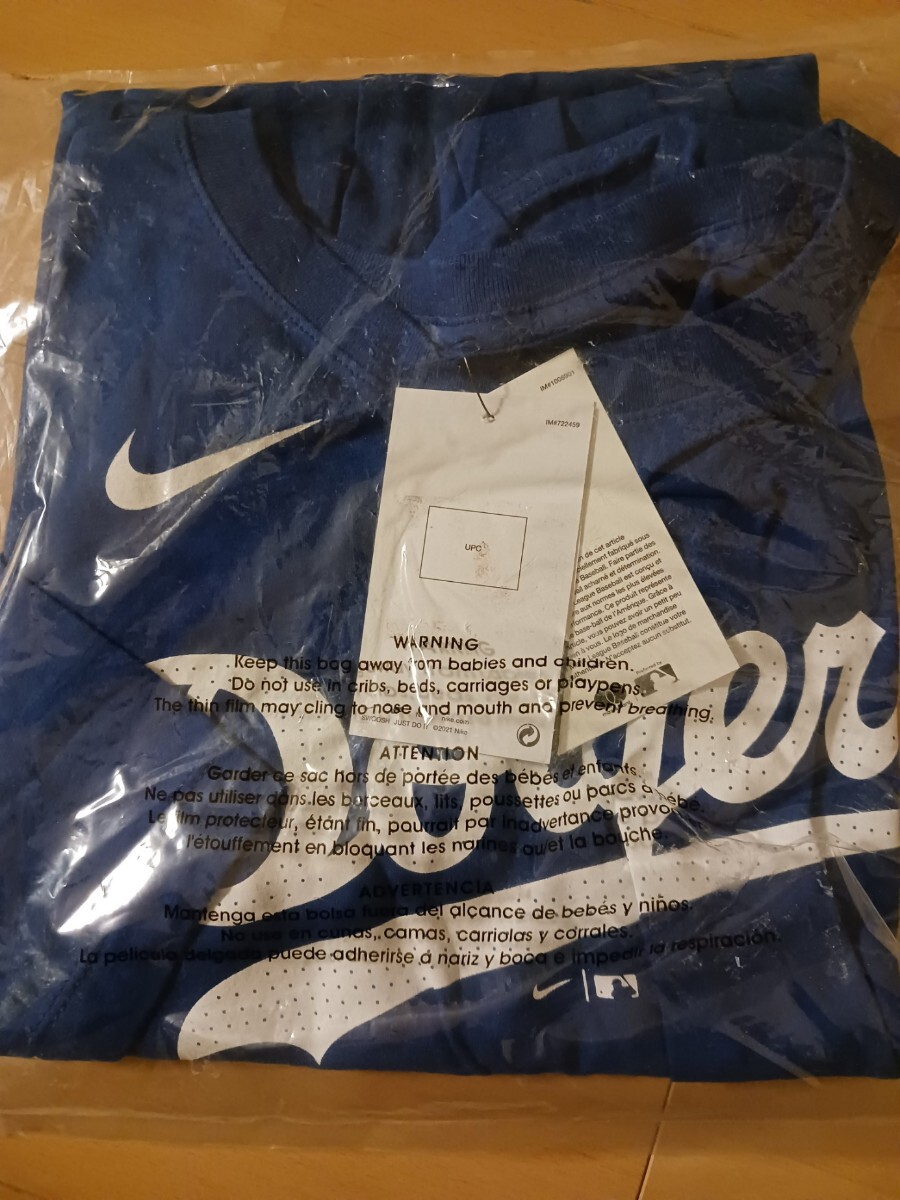 新品未使用！MLB公式　NIKE　ナイキ ロサンゼルスドジャース大谷翔平ネーム&ナンバー Tシャツ　XLサイズ（USサイズ）_画像3