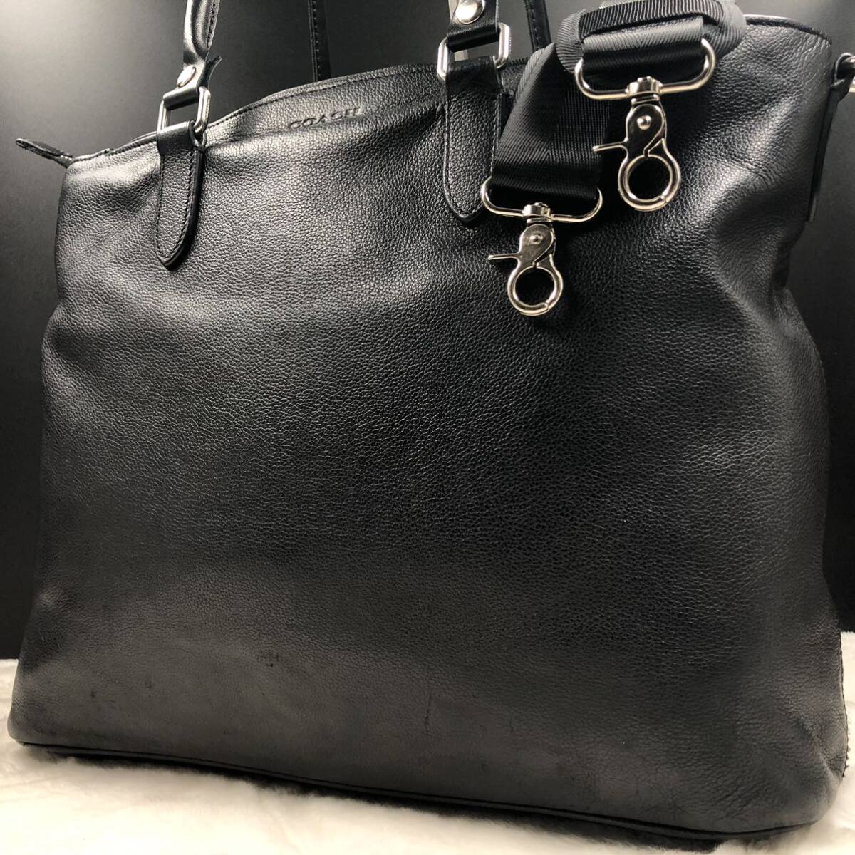 coach コーチ メンズ トートバッグ ビジネスバッグ 肩掛け ショルダー 2way 斜め掛け ベケット オールレザー 本革 A4◎ 大容量 ブラック 黒_画像1