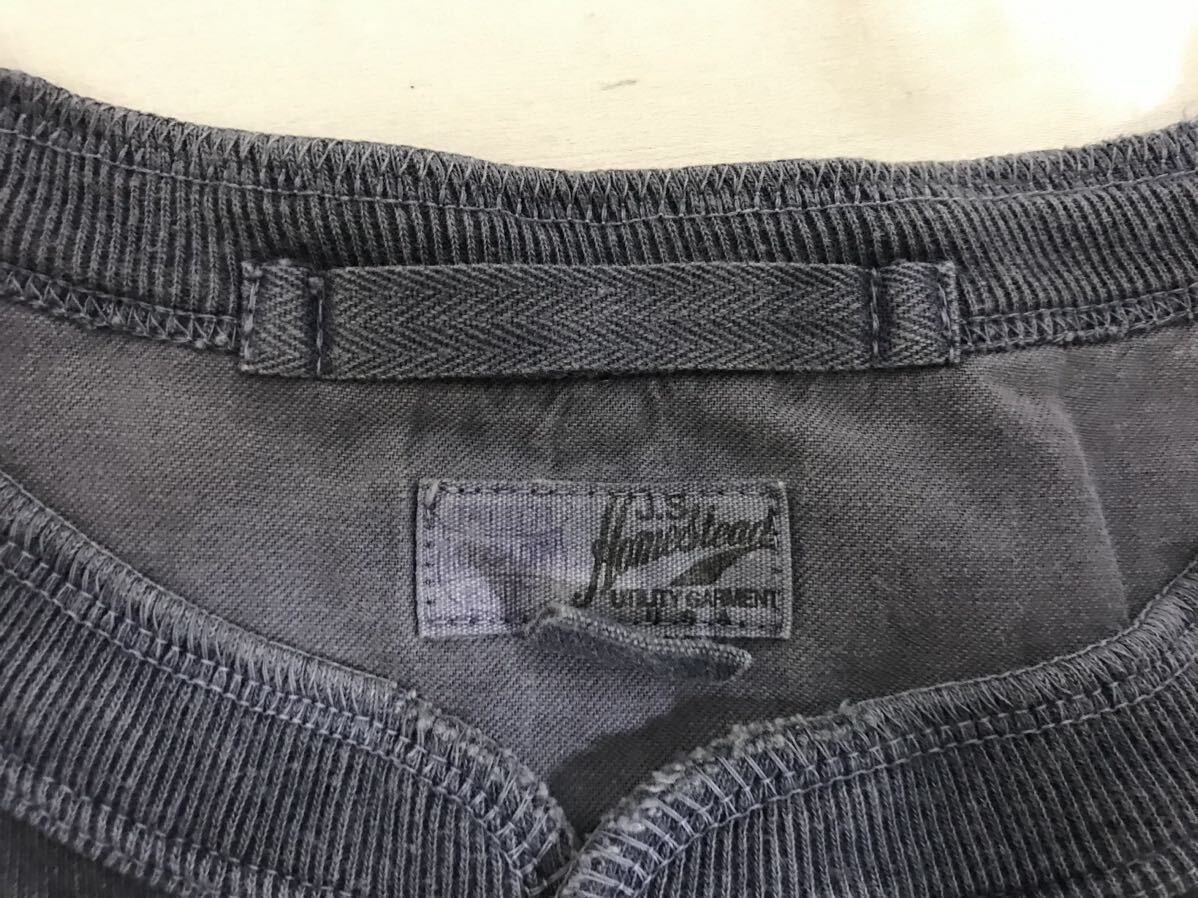 本物ジャーナルスタンダードJOUNALSTANDARDホームステッドコットンヘンリーネック半袖Tシャツメンズサーフアメカジミリタリーワーク紺柄S