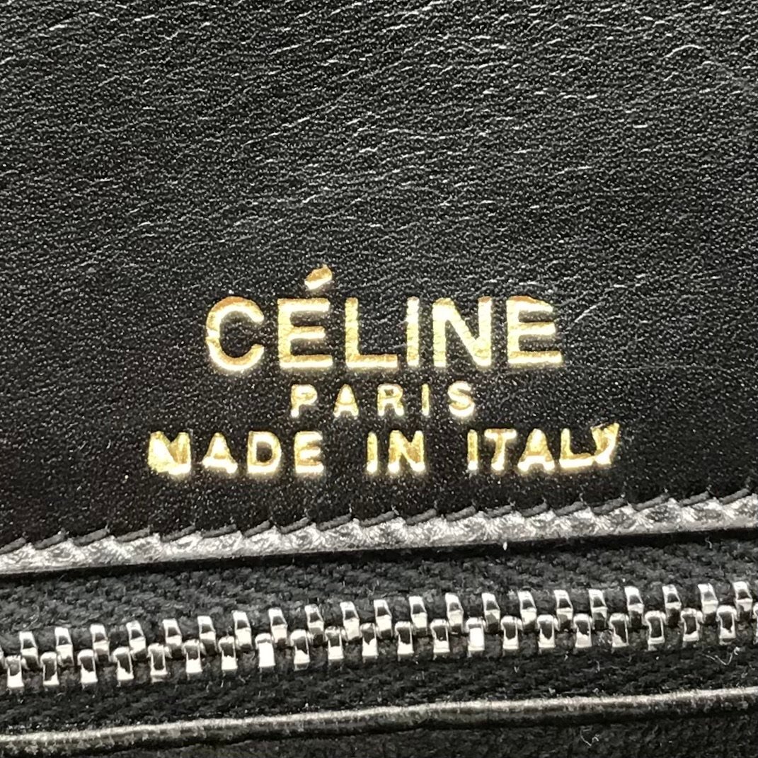 1円 美品 CELINE セリーヌ 馬車金具 ヴィンテージ レザー ショルダー バッグ ブラック a1751_画像9