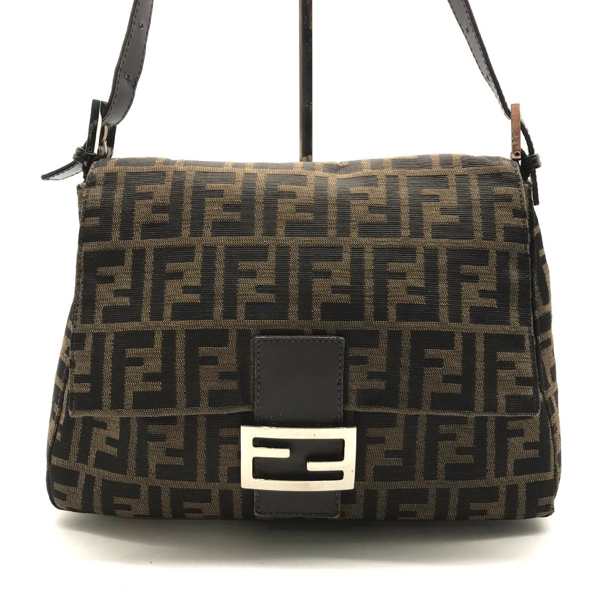 FENDI フェンディ ズッカ マンマバケット ブラウン ワンショルダー バッグ 良品 k518_画像1