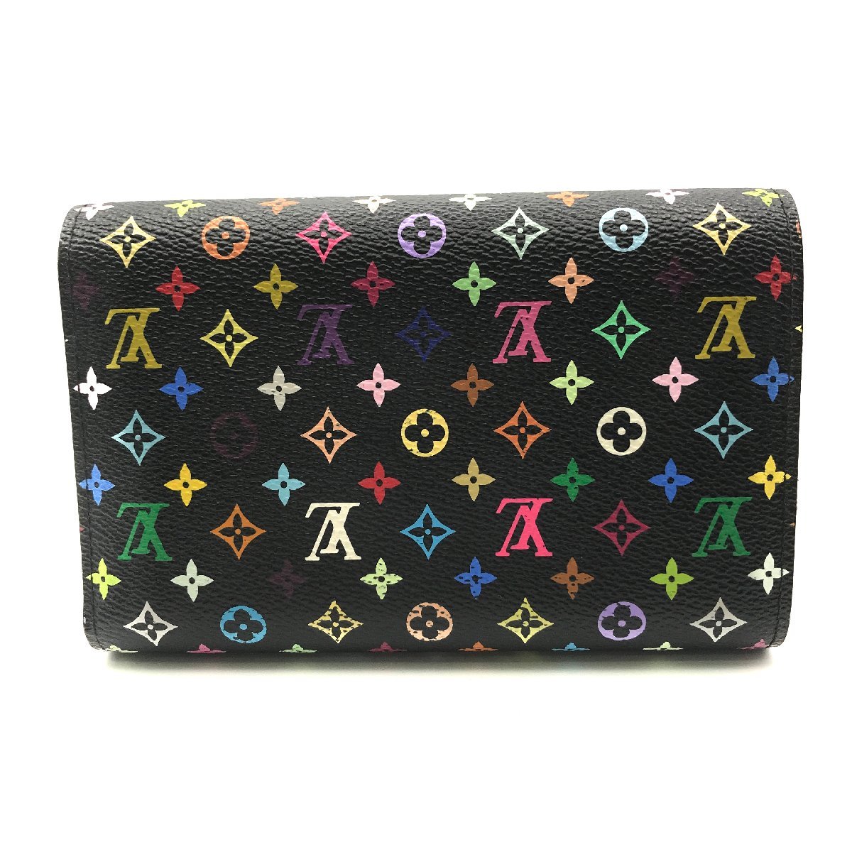 1円 良品 LOUISVUITTON ルイヴィトン モノグラム マルチカラー ポルトフォイユ 三つ折り 財布 ウォレット a2245_画像2