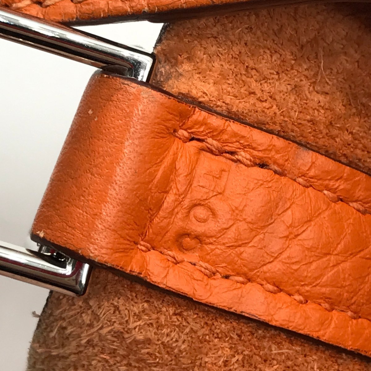 HERMES エルメス ピコタン PM トリヨン オレンジ ハンド バッグ シカク L 刻印 良品 k428_画像10