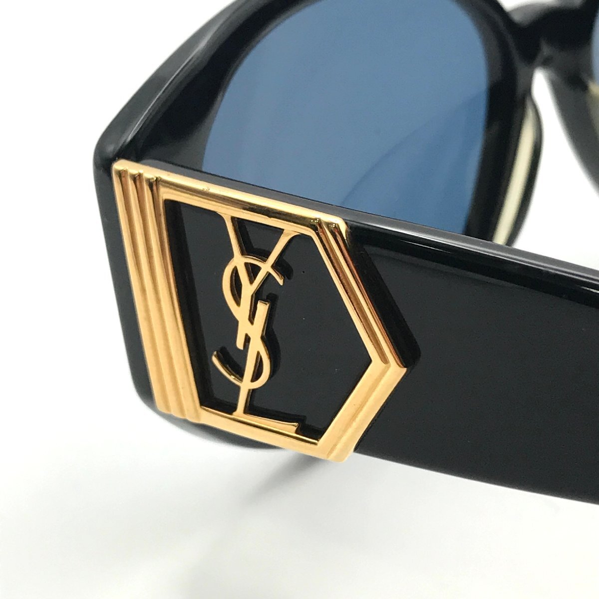 良品 YSL イヴサンローラン YSLロゴ サングラス アイウェア メガネ ブラック a2423_画像9