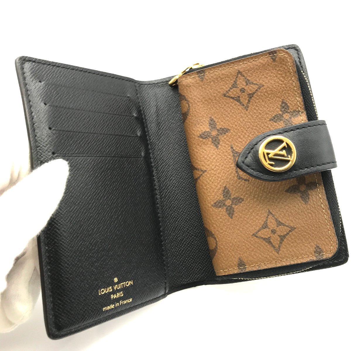 美品 LOUISVUITTON ルイヴィトン モノグラム リバース ポルトフォイユ ジュリエット 財布 ウォレット ブラウン a3007_画像6