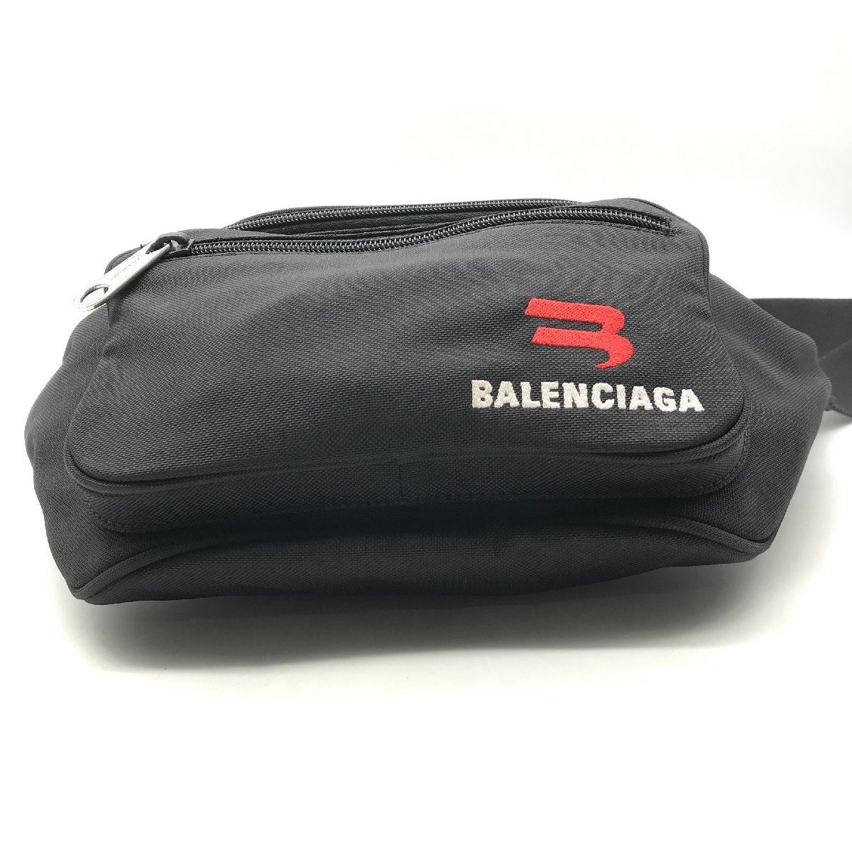 1円 良品 BALENCIAGA バレンシアガ エクスプローラー キャンバス ボディ ウエスト バッグ ブラック a2970の画像3