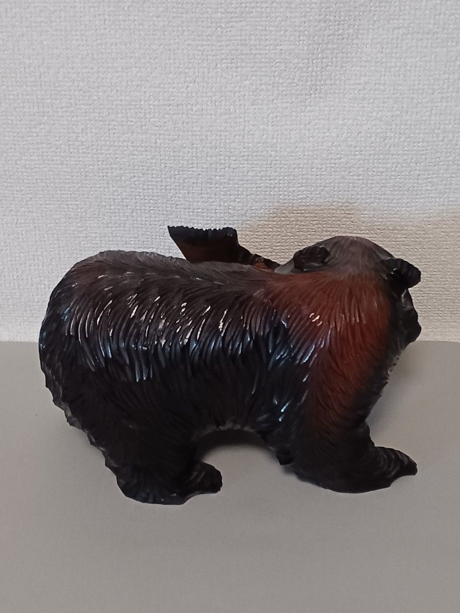 ◇木彫り熊の置物◇鮭を咥えた熊◇北海道民芸品 オブジェ