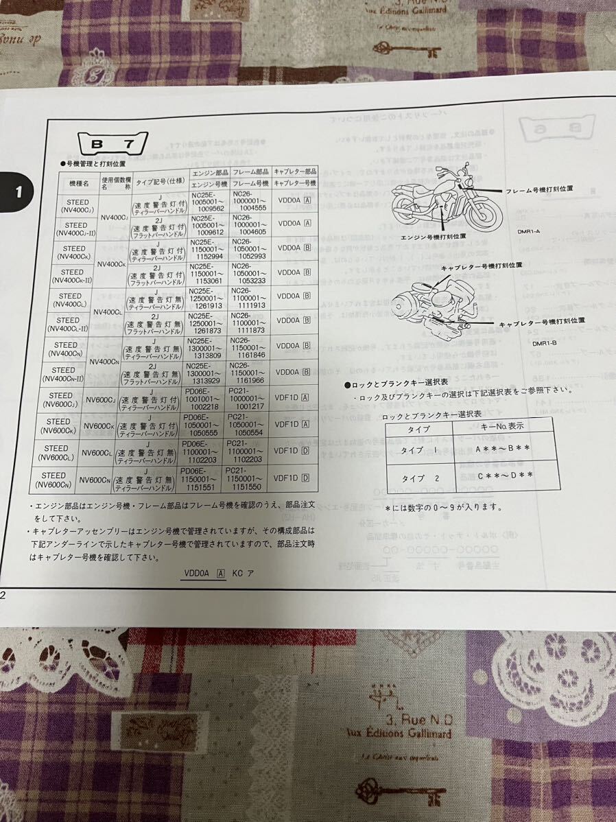 HONDA バイクパーツリスト　パーツカタログ　STEED 6版　H6年9月発行