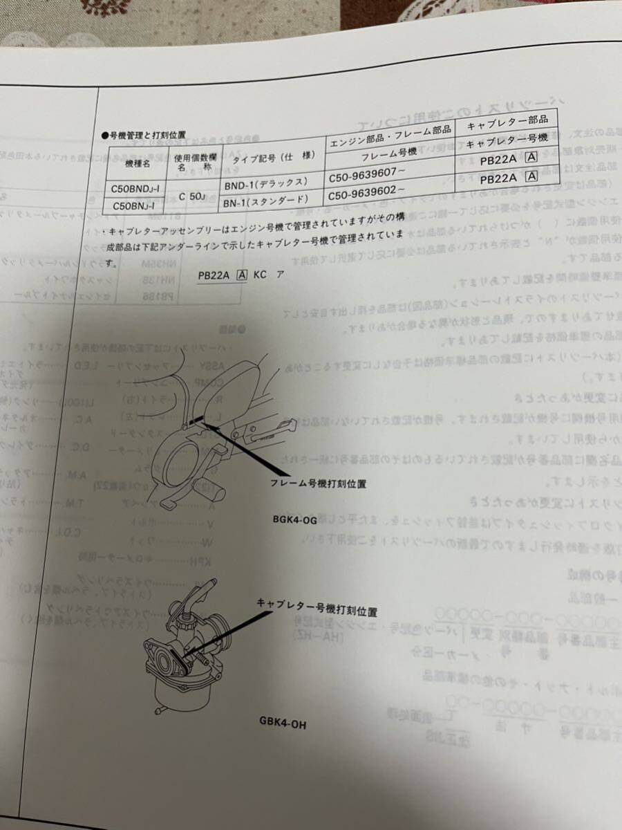 HONDA バイクパーツリスト　パーツカタログ　プレスカブ50