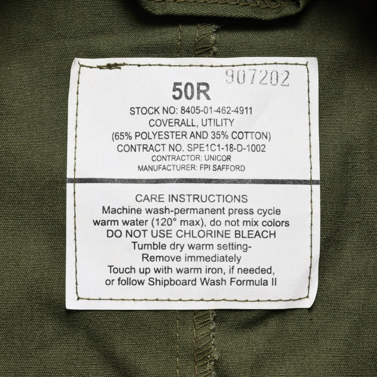 US MILITARYアメリカ軍◆COVERALL UTILITYオールインワン◆オリーブ◆サイズ50Rの画像6