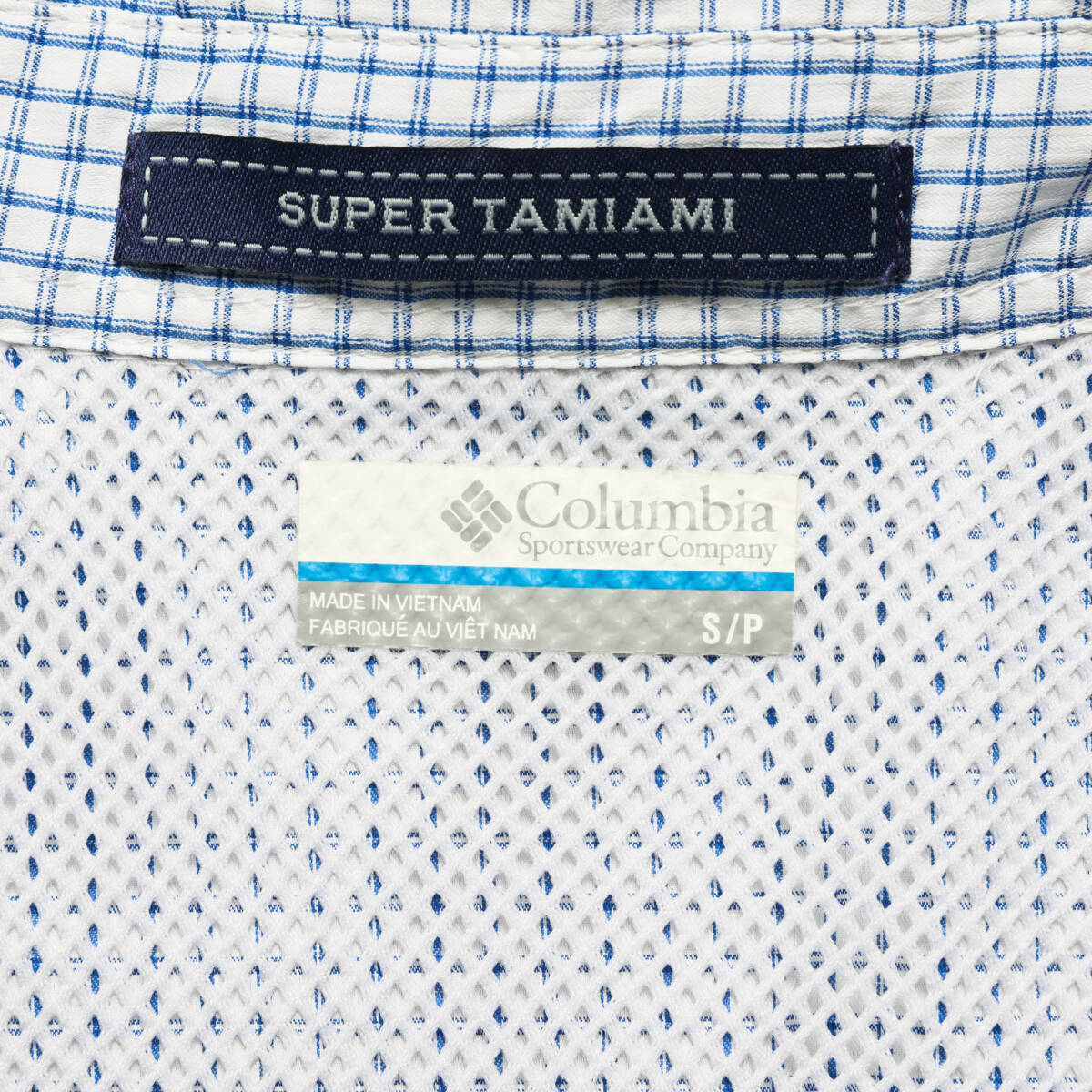 Columbiaコロンビア◆PFG ポリエステル フィッシングシャツ◆ホワイト×ブルー◆サイズSの画像6