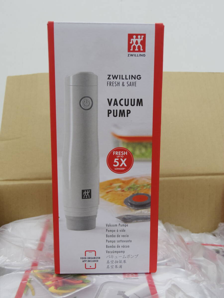 1036514C★ 【未使用】ZWILLING FRESH&SAVE 真空保存スターターセット 7点 ツヴァイリング バキュームポンプ 保存コンテナS/M 他_画像4