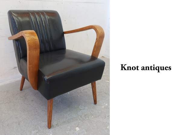 ■P090■展示品■ノットアンティークス/knot antiques■VESPA ARM SOFA■ベスパ■アメリカンダイナー■アームソファ■オーク材■ブラックの画像1