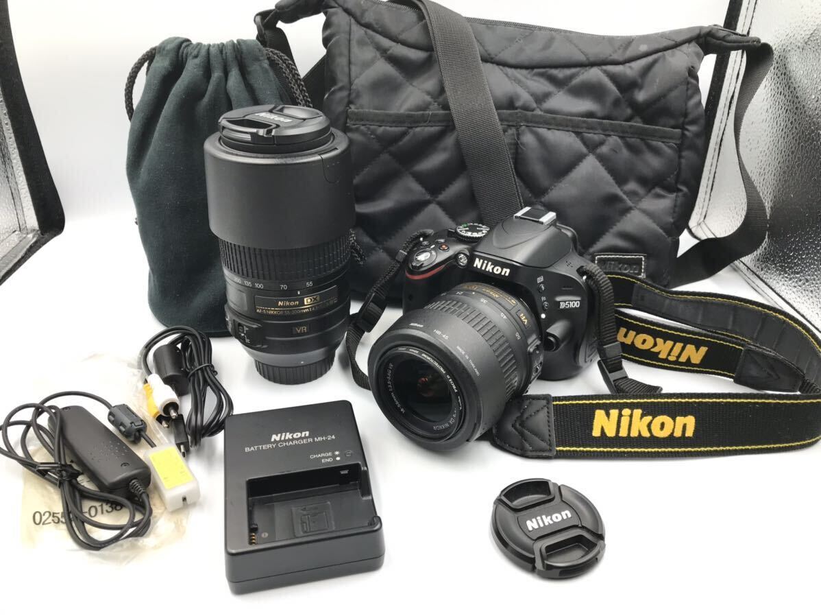 Nikon デジタル一眼レフカメラ Nikon ニコン D5100 /AF-S NIKKOR 18-55mm/55-300mm/まとめ/ダブルズームキット DX/ リモートコードの画像1