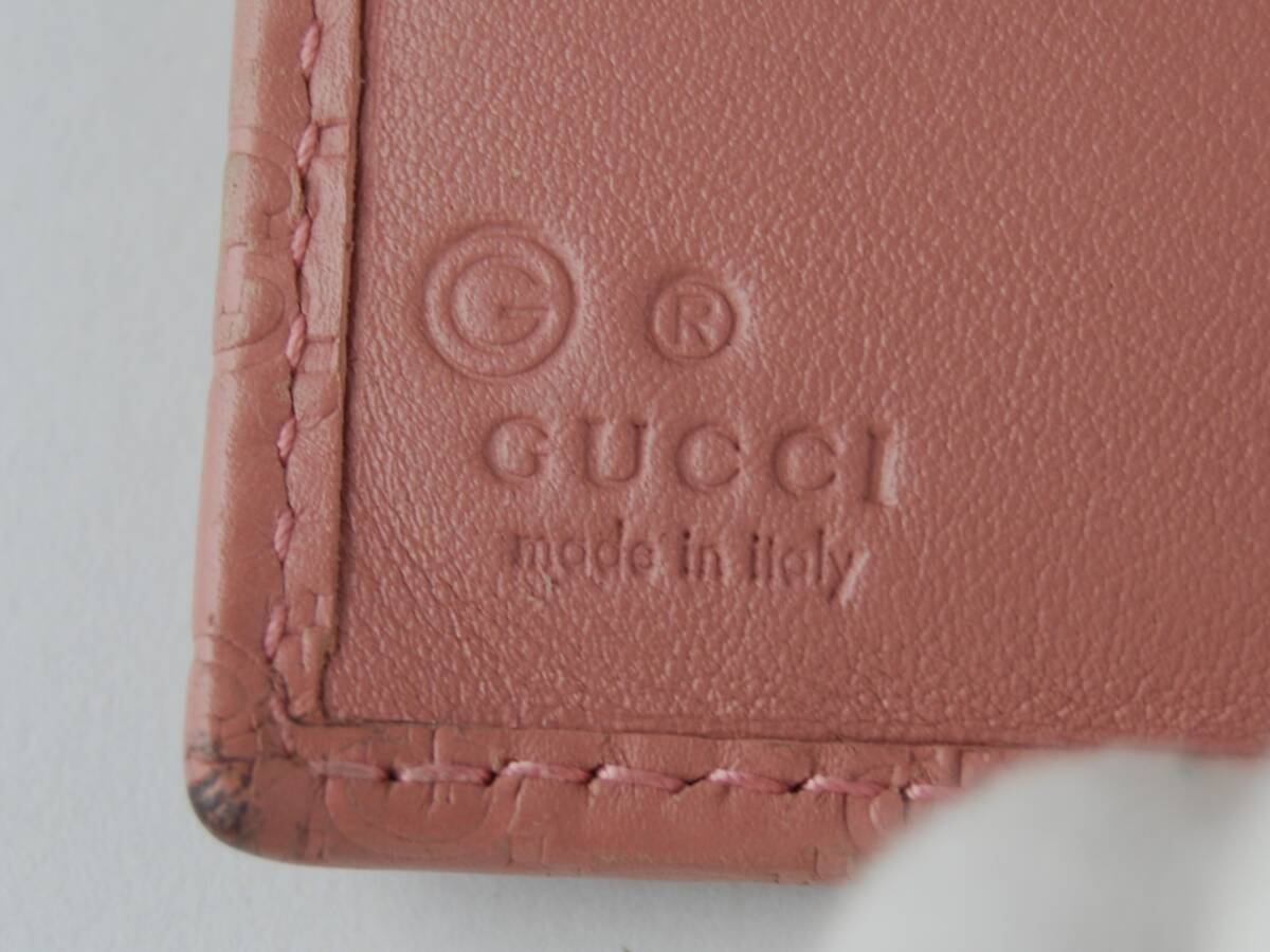 【USED/C】GUCCIグッチ■シマ■折りたたみ財布■ピンクの画像10