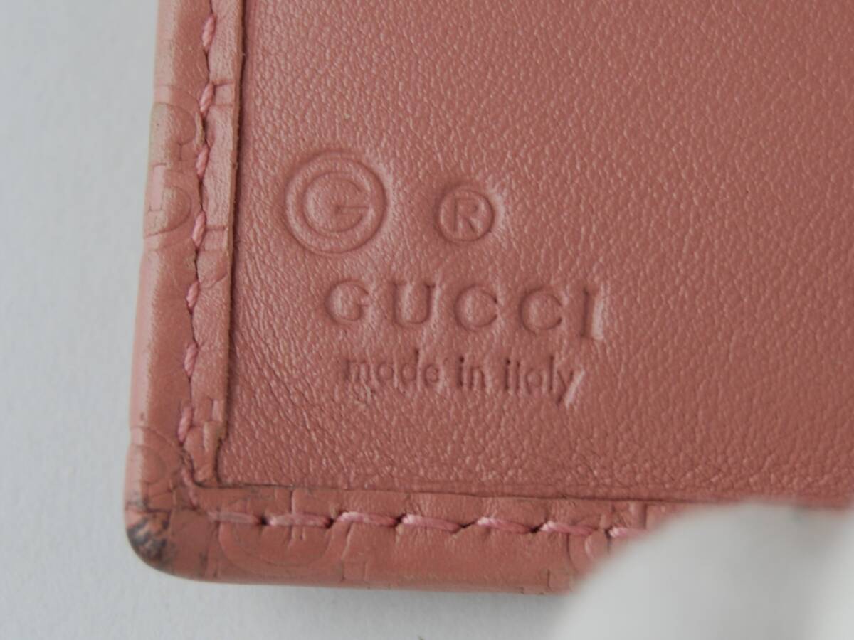 【USED/C】GUCCIグッチ■シマ■折りたたみ財布■ピンク_画像10