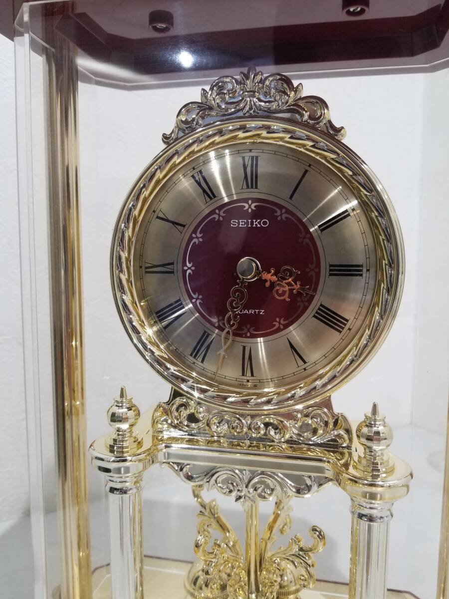 ■【56859】中古ジャンク骨董品★SEIKO　QUARTZ　バブル時代の置時計　高さ37ｃｍ　現状ジャンク品■_画像3