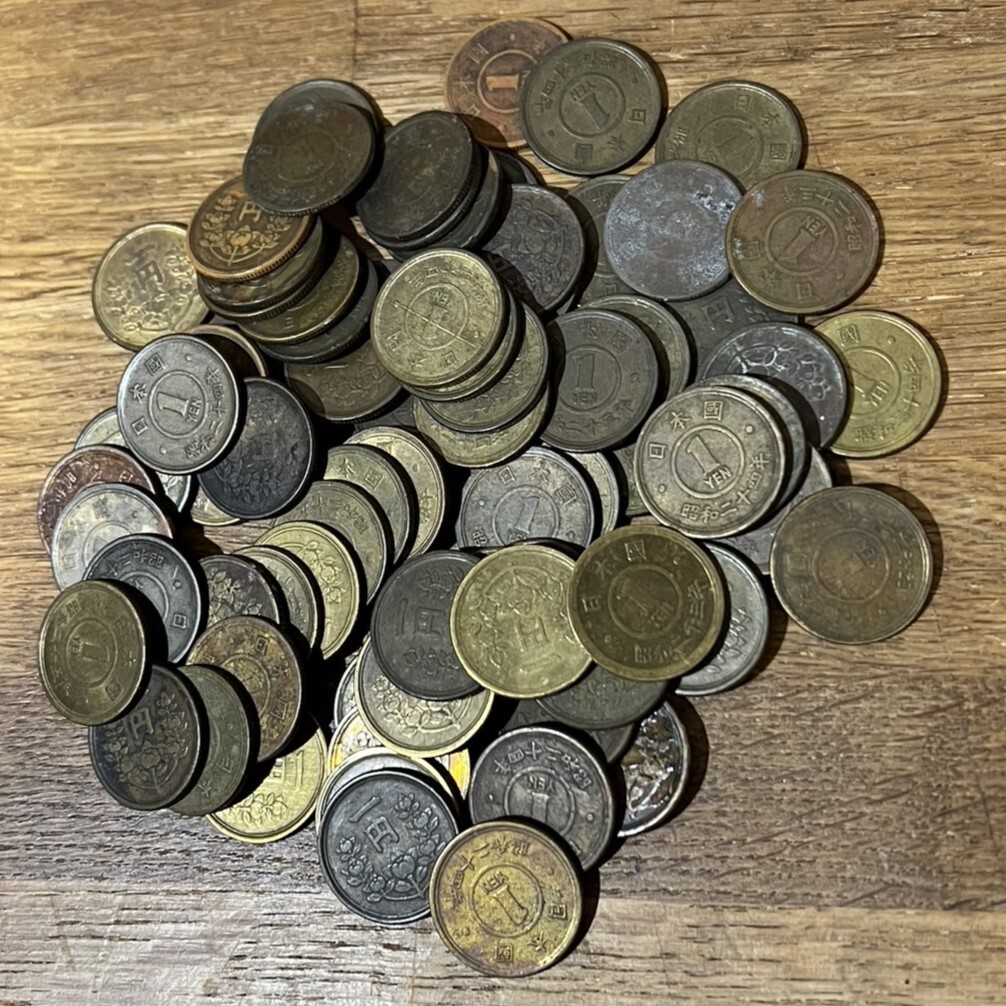 1円黄銅貨 80枚 美品並品 混合 古銭 1円 硬貨 昭和レトロ 旧貨幣 コイン MC2902_画像3