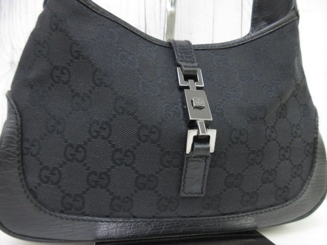 極美品 GUCCI グッチ ジャッキー GGキャンバス ハンドバッグ バッグ レザー 黒 69314_画像7