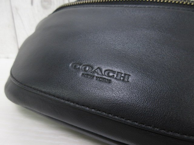 極美品 COACH コーチ ボディバッグ ウエストポーチ バッグ レザー 黒 メンズ 69330Y_画像9