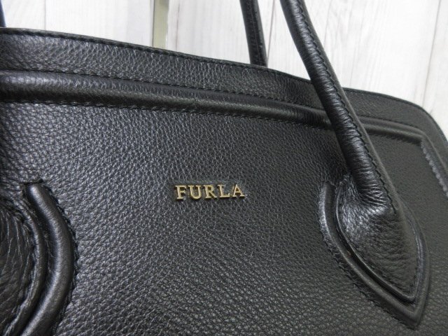 極美品 FURLA フルラ トートバッグ ハンドバッグ バッグ レザー 黒 A4収納可 69576_画像9