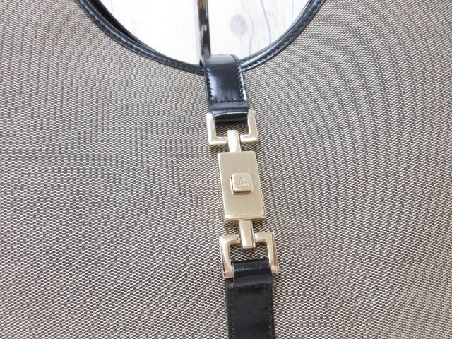 極美品 GUCCI グッチ ジャッキー ハンドバッグ ショルダーバッグ バッグ キャンバス×レザー 茶系×黒 69673Y_画像9