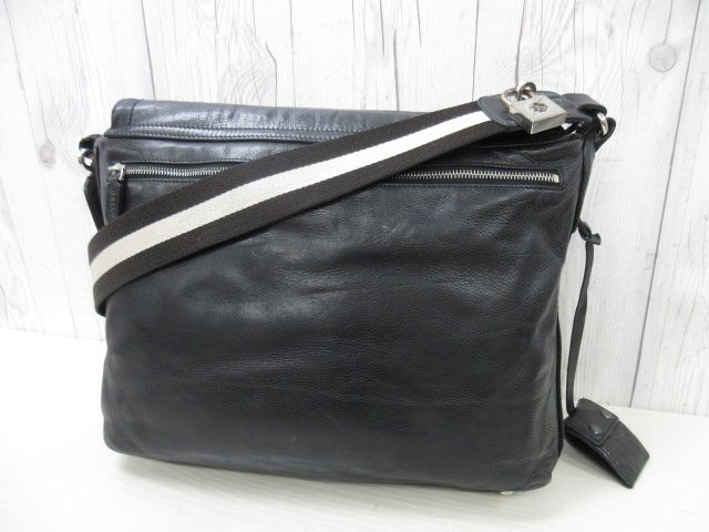 美品 BALLY バリー ショルダーバッグ トートバッグ バッグ レザー×キャンバス 黒 A4収納可 メンズ 69615Y_画像5