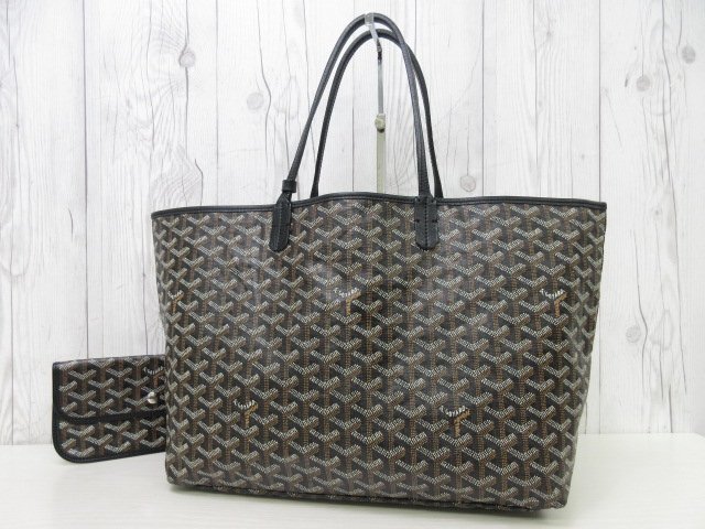 極美品 GOYARD ゴヤール サンルイPM トートバッグ ハンドバッグ ショルダー バッグ ゴヤールディンキャンバス×レザー 黒系 A4可 69474_画像2