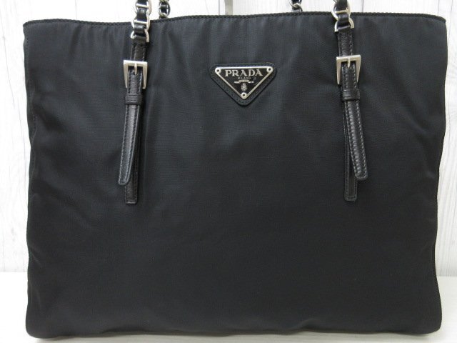 極美品 PRADA プラダ テスート トートバッグ ショルダーバッグ チェーンショルダー バッグ ナイロン×レザー 黒 69895_画像7