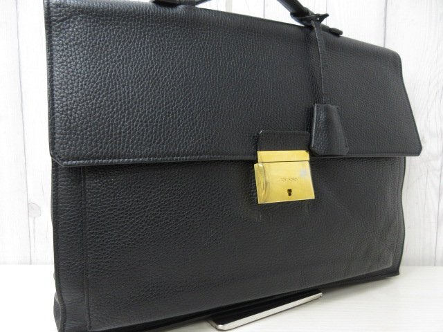  ultimate beautiful goods TOM FORD Tom Ford business bag handbag bag leather black A4 storage possible men's 69756