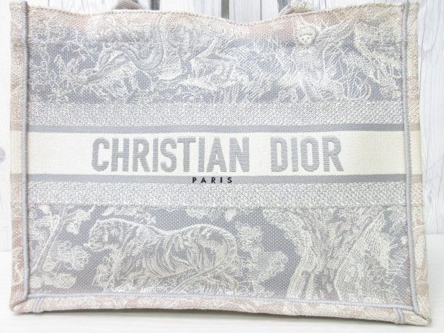 極美品 Christian Dior クリスチャン ディオール ブックトート ミディアム リバース トワル ドゥ ジュイ トート バッグ グレー系 A4可69737の画像9