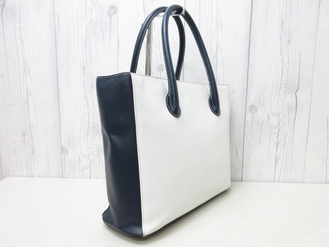 極美品 CELINE セリーヌ トートバッグ ハンドバッグ バッグ レザー 白×紺 70191_画像5